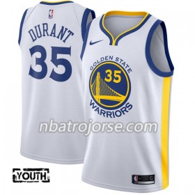 Barn Golden State Warriors Tröja Kevin Durant 35 Nike 2017-18 Vit Swingman